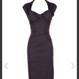 Stop Staring Love Cap Sleeve 1940s Black Dress - Size LARGE (Fits Medium)